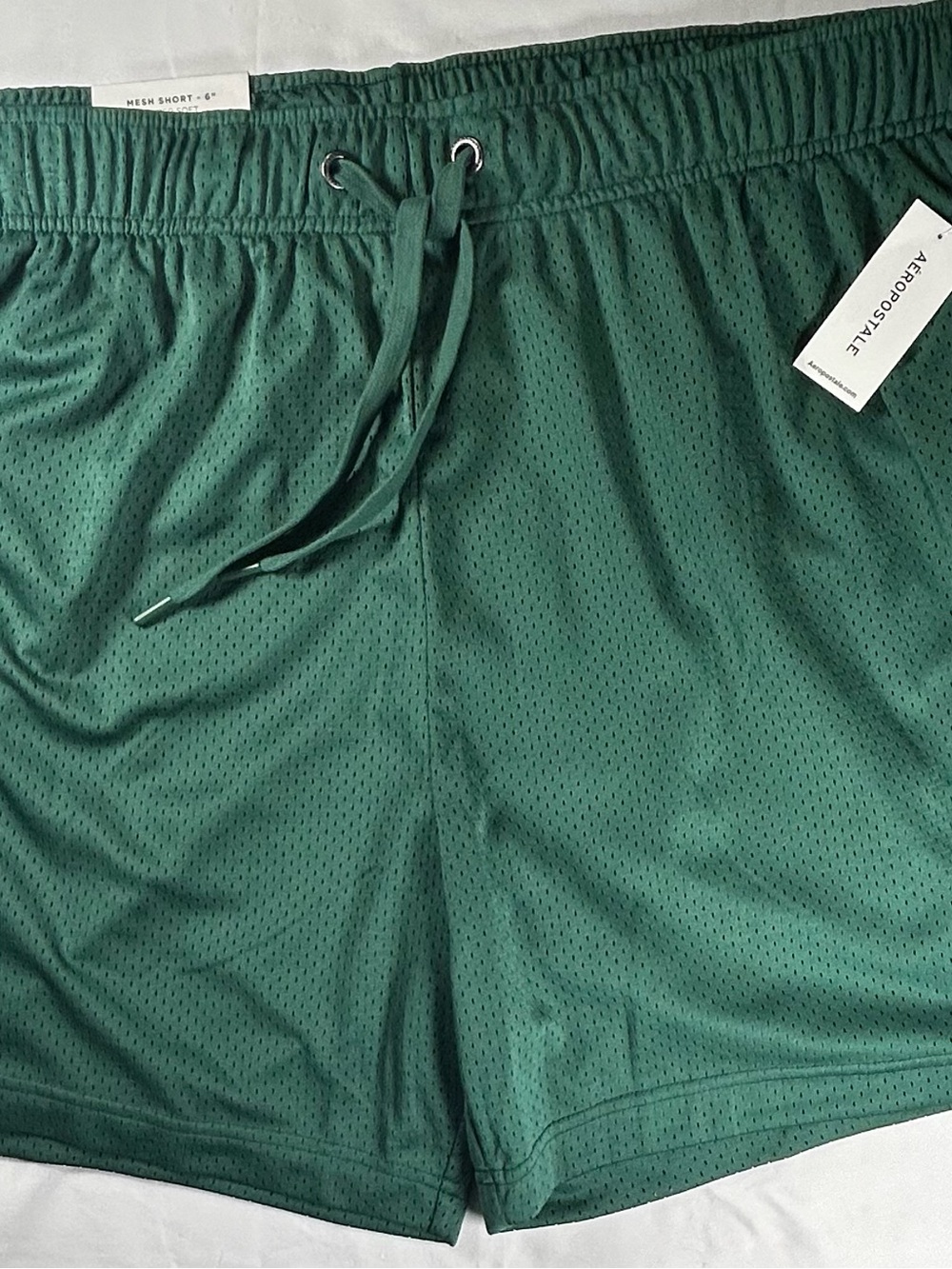 Aeropostale Men's Dark Green Mesh Athletic Shorts with Drawstring